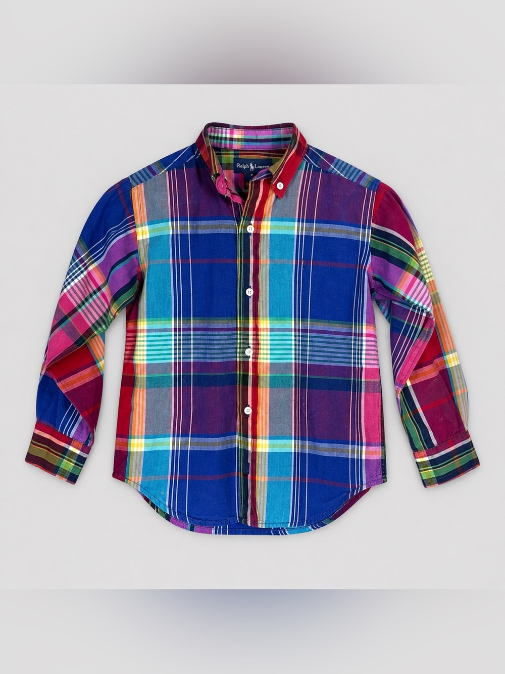 Ralph Lauren Madras Plaid Button Down Shirt Size 6 Long Sleeve